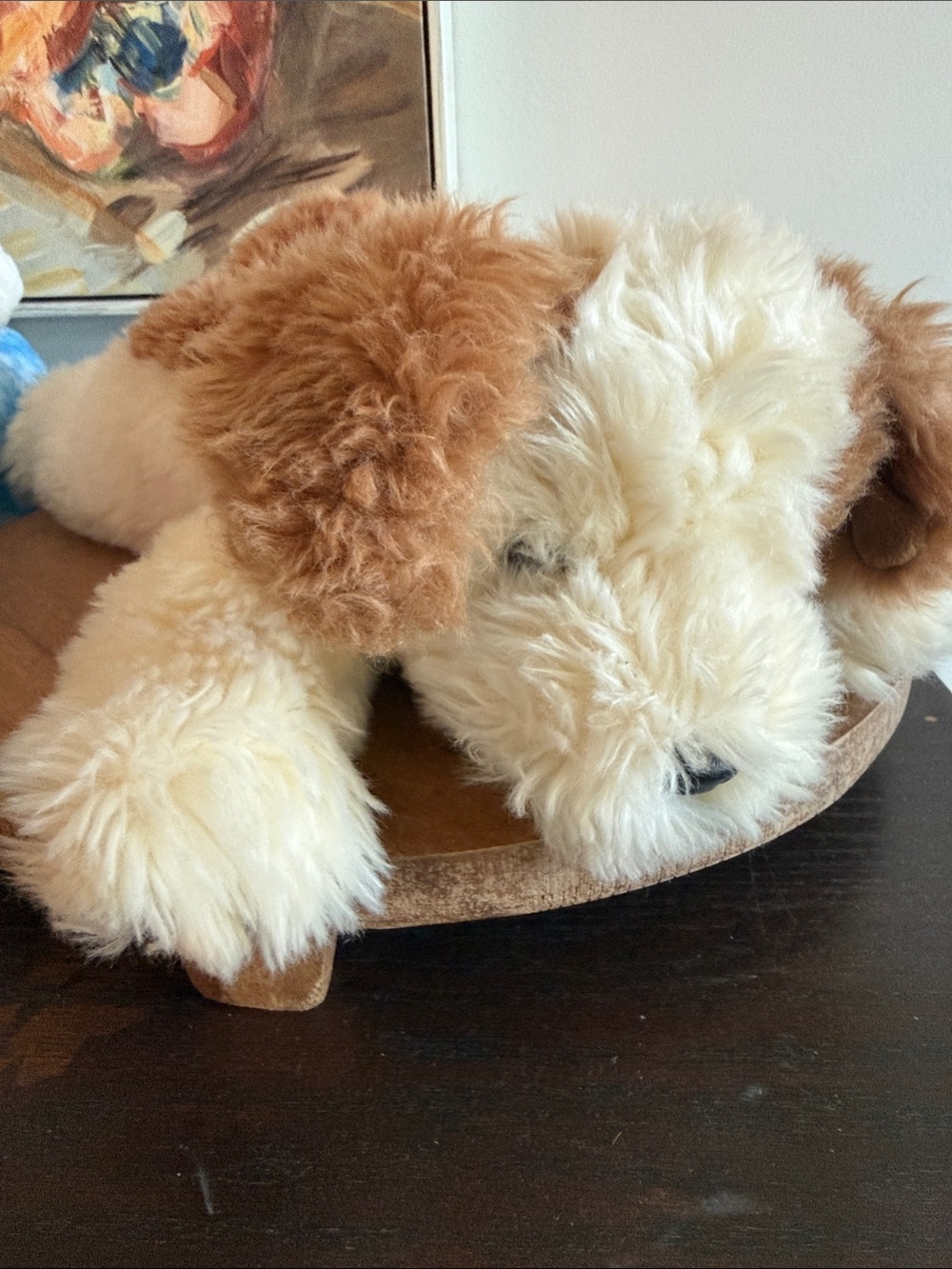 Vtg 1998 TY Classic Patches Dog Puppy Approx 13” Plush Lay Flat Cream Brown